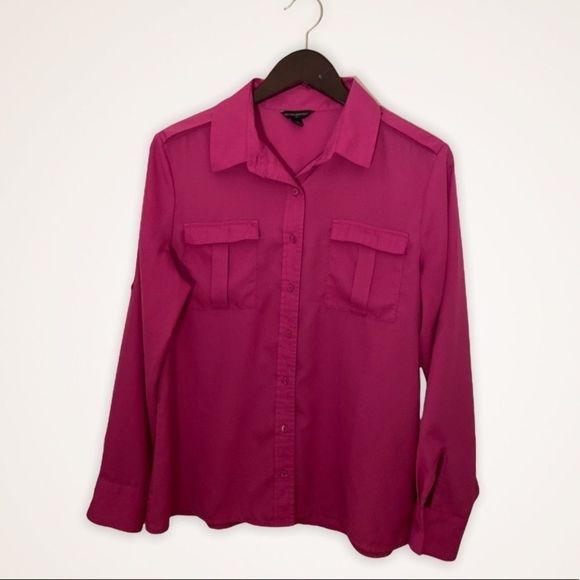 BANANA REPUBLIC Mayer Pink Roll Tab Sleeve Military Shirt - Picture 1 of 12